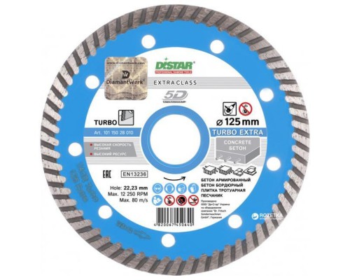 Алмазные диски для УШМ (болгарки) 1A1R Turbo 115x2,2x8x22,23 Extra