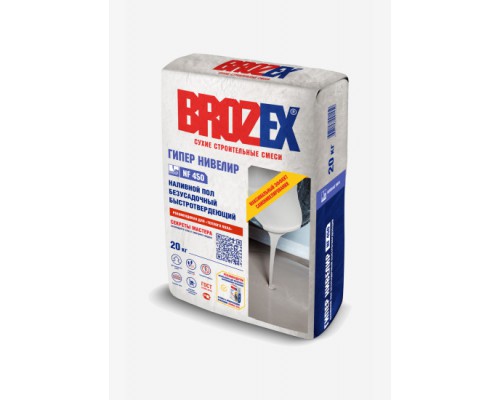 Наливной пол самонивелируюшийся BROZEX ГИПЕР НИВЕЛИР NF450, 20 кг