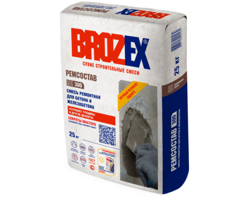 Ремонтная смесь для бетона и железобетона Brozex РЕМСОСТАВ 300 БЫСТРОТВЕРДЕЮЩИЙ, 25 кг